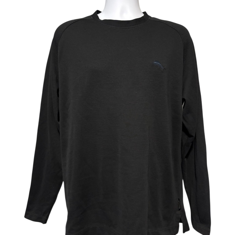 Tommy Bahama Men’s Black Long Sleeve Ribbed Shirt Large